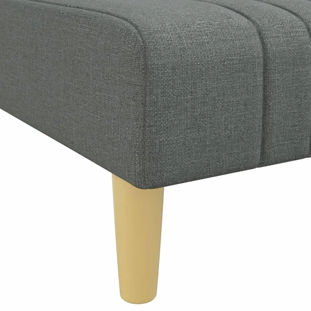 Convertible Grey Fabric Lounge Chair Chaise Longue 3-Position Reclining Sofa