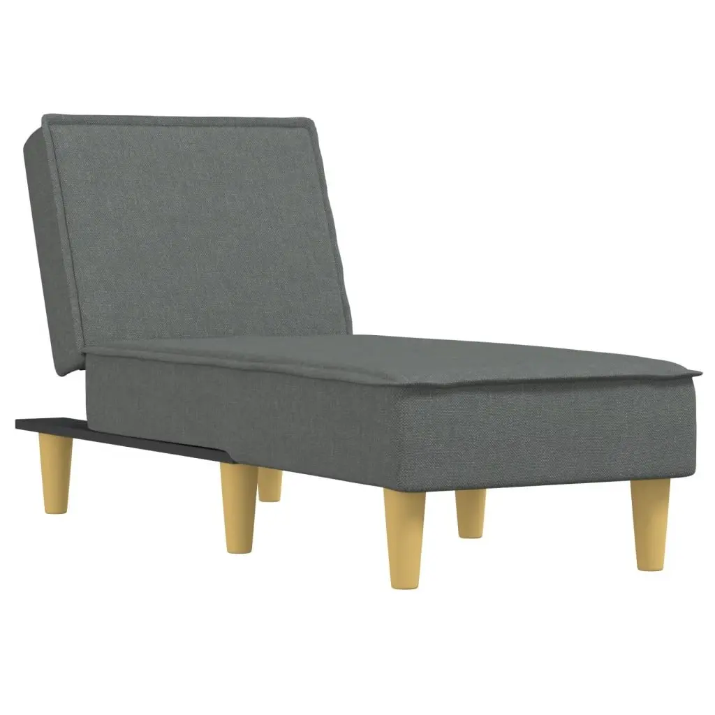 Lounge Chair Convertible Dark Grey Fabric Chaise Longue 3 Positions