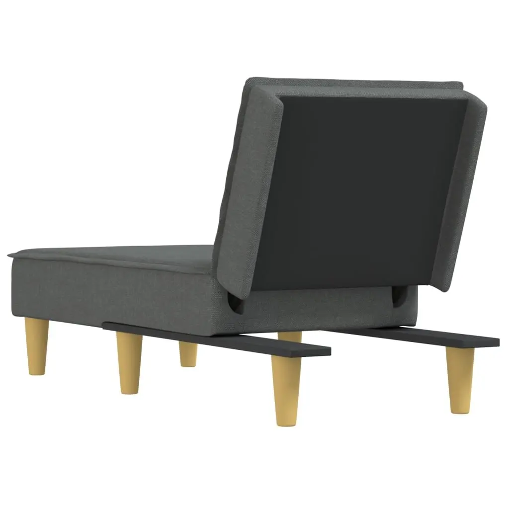 Lounge Chair Convertible Dark Grey Fabric Chaise Longue 3 Positions