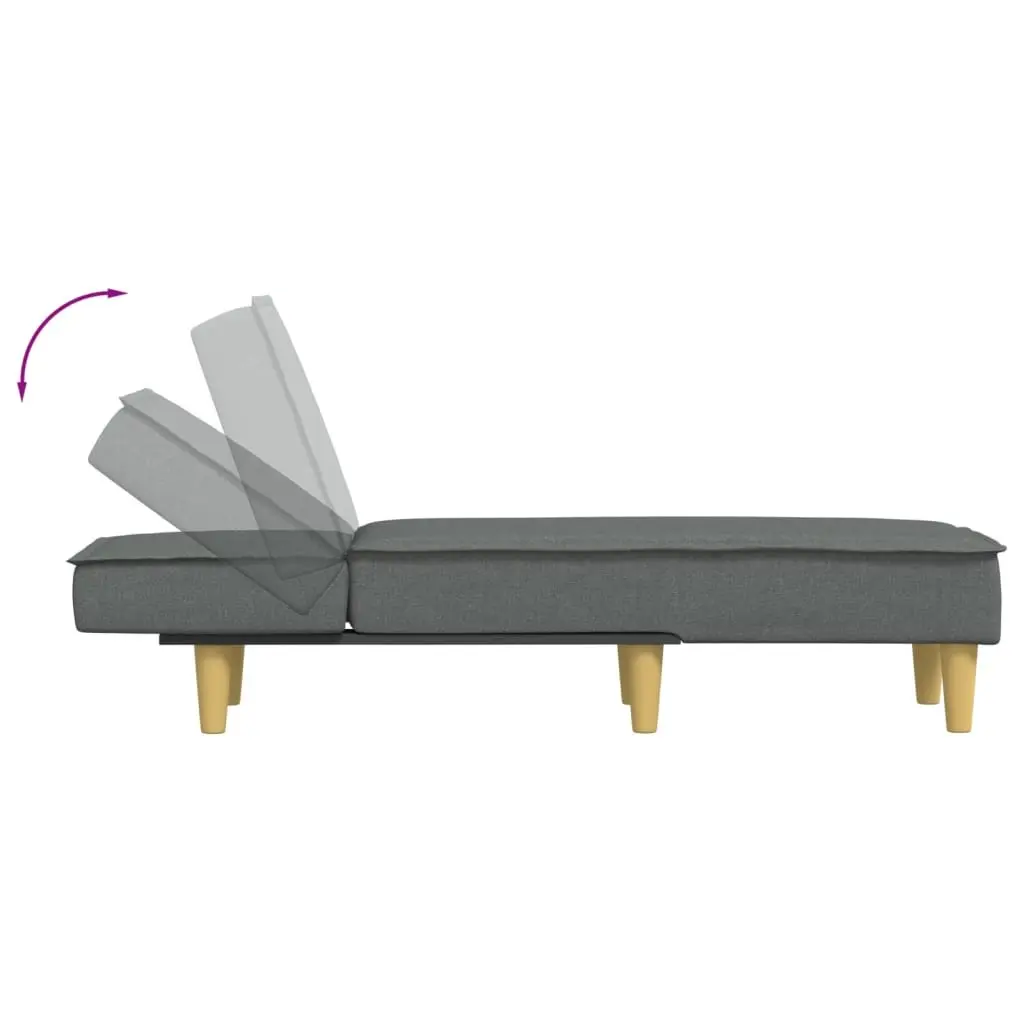 Lounge Chair Convertible Dark Grey Fabric Chaise Longue 3 Positions