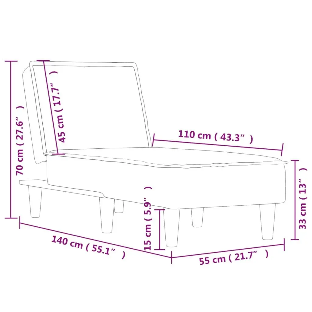 Lounge Chair Convertible Dark Grey Fabric Chaise Longue 3 Positions