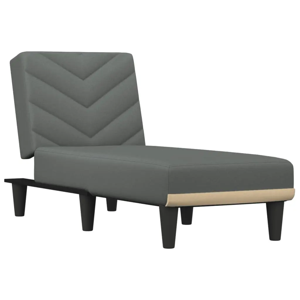 Chaise Longue Reclining Lounge Chair Grey Fabric Convertible