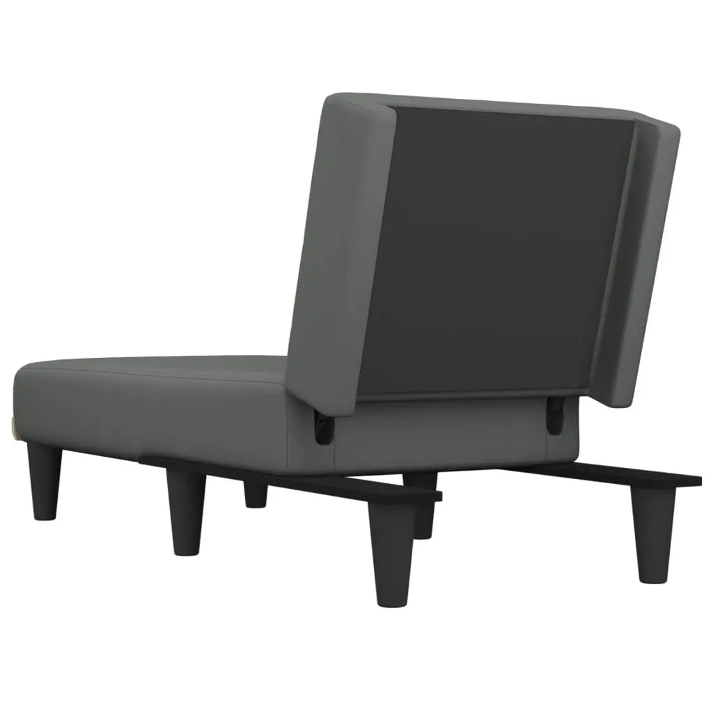 Chaise Longue Reclining Lounge Chair Grey Fabric Convertible