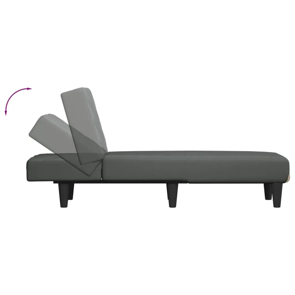 Chaise Longue Reclining Lounge Chair Grey Fabric Convertible