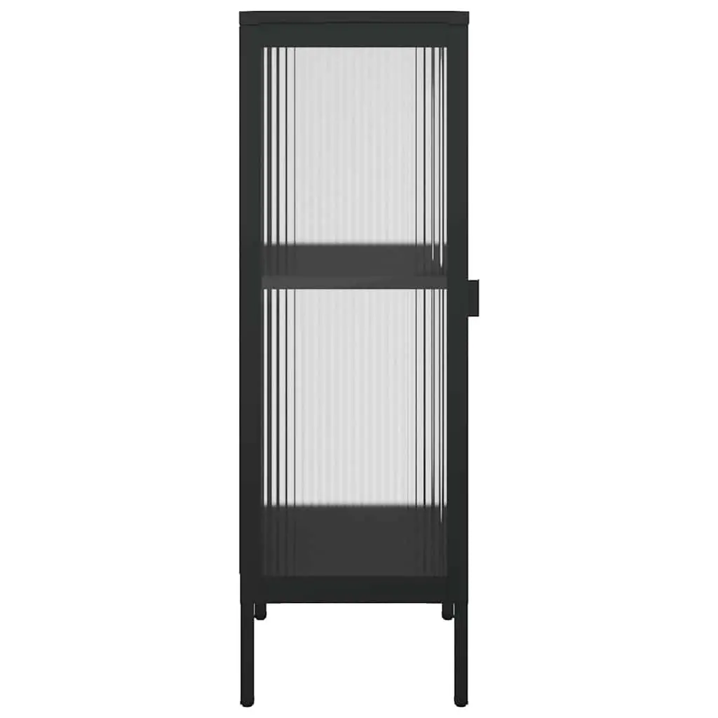 Sideboard Black Glass Steel Cabinet Storage Furniture Fluted Design Modern Home