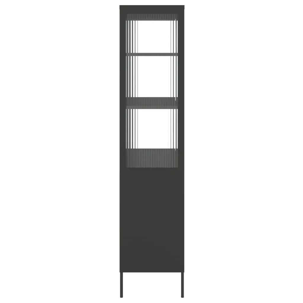Highboard Cabinet Black Glass Steel Storage Sideboard Shelving Unit Modern
