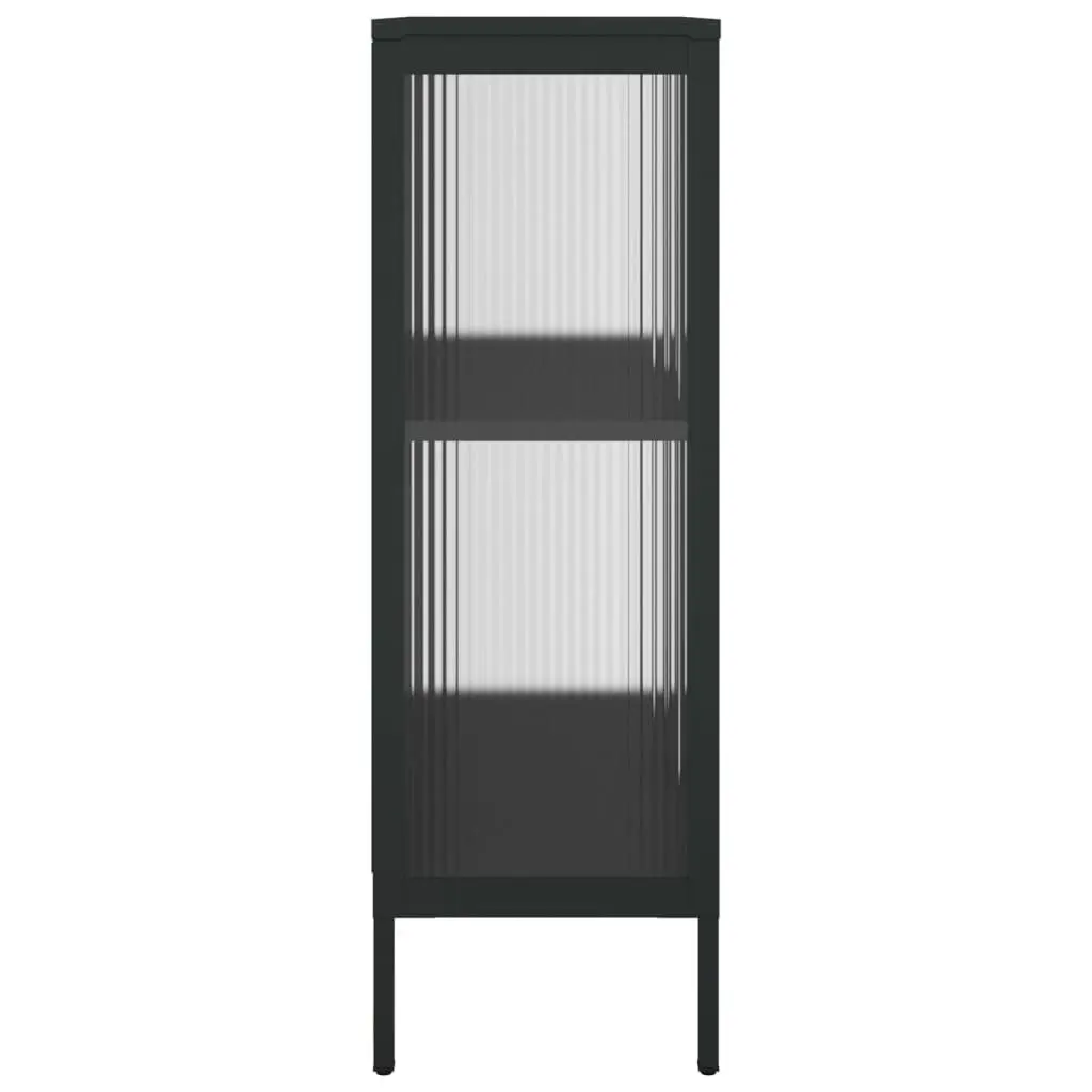 Sideboard Black Glass Steel Cabinet Storage Furniture 75x35x105cm Modern Design