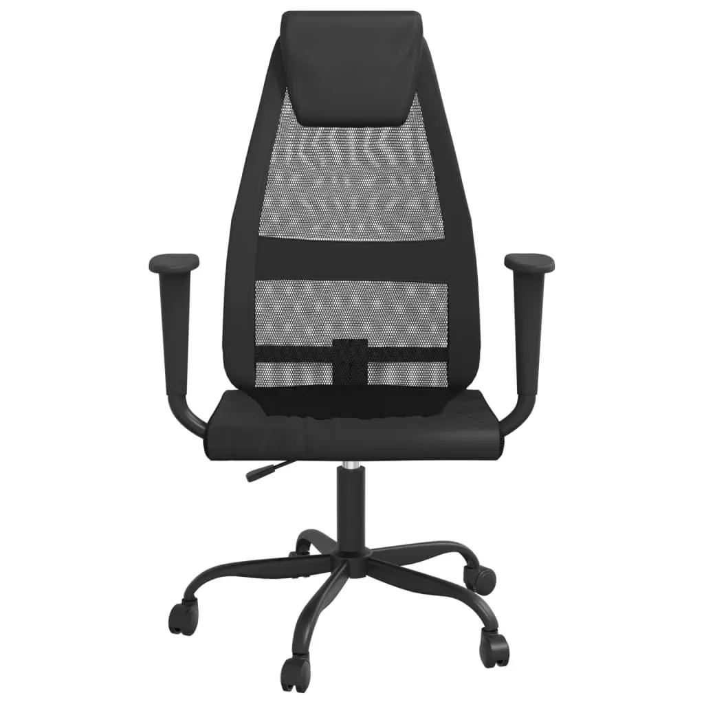 Office Chair Height Adjustable Black Mesh Fabric Faux Leather 360 Degree Swivel