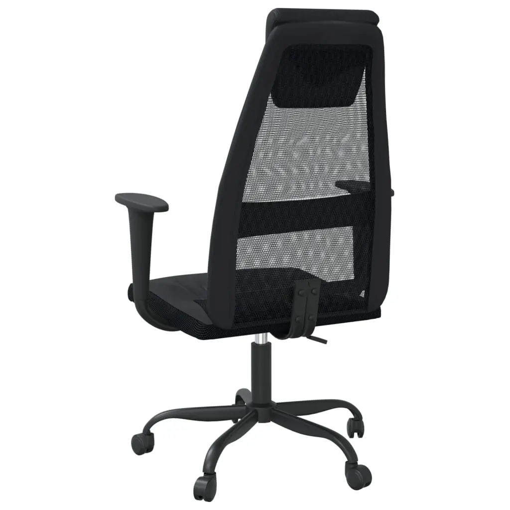 Office Chair Height Adjustable Black Mesh Fabric Faux Leather 360 Degree Swivel