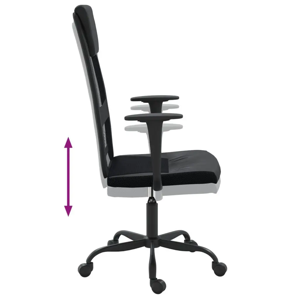 Office Chair Height Adjustable Black Mesh Fabric Faux Leather 360 Degree Swivel