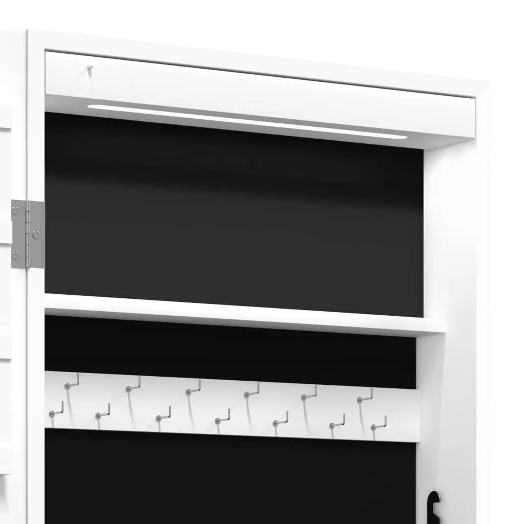 Wall Mounted Jewellery Mirror Cabinet with LED Lights White