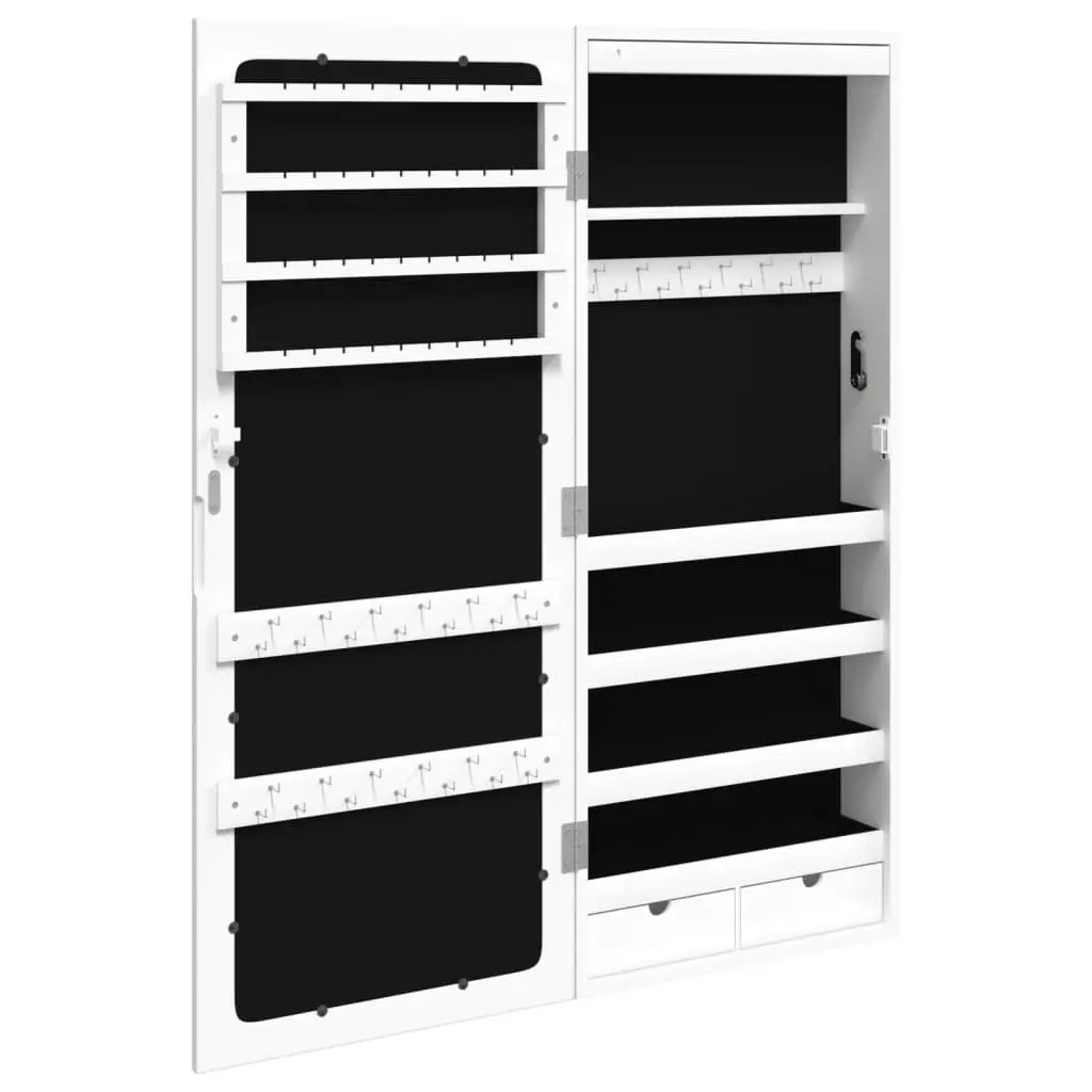 Wall Mounted Jewellery Mirror Cabinet with LED Lights White