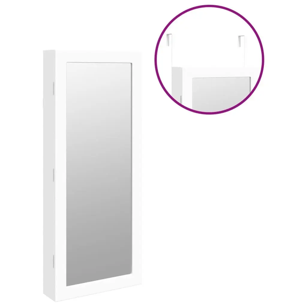 Wall Mounted Jewellery Mirror Cabinet with LED Lights White