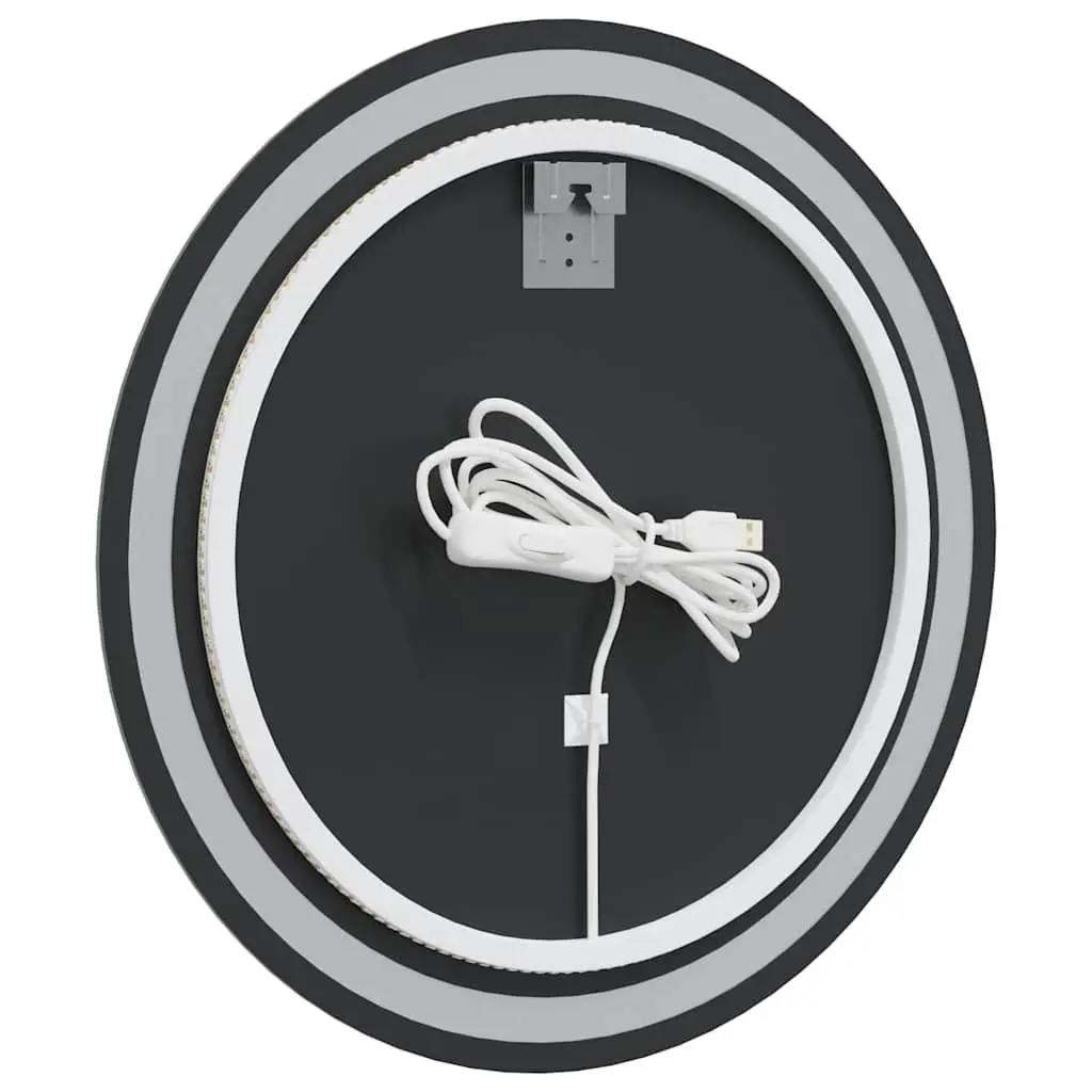 LED Bathroom Mirror Round 60cm with Integrated Lights USB Powered