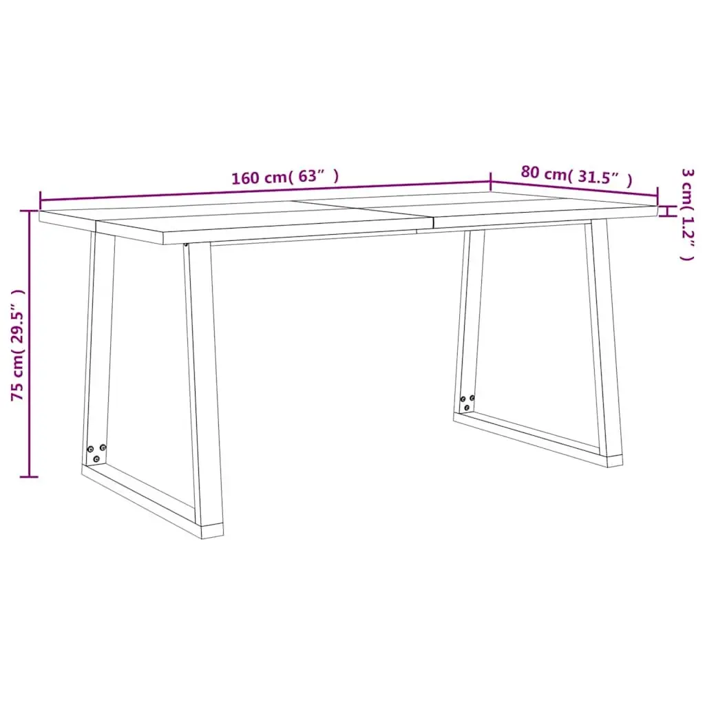 Dining Table Live Edge Solid Acacia Wood 160x80x75 cm
