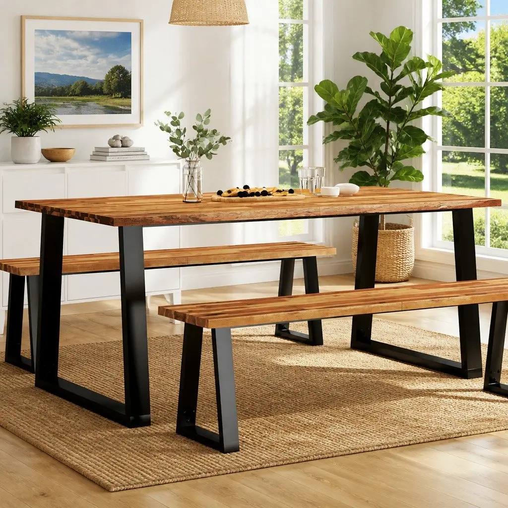 Dining Table Live Edge Solid Wood Acacia 180x90x75 cm