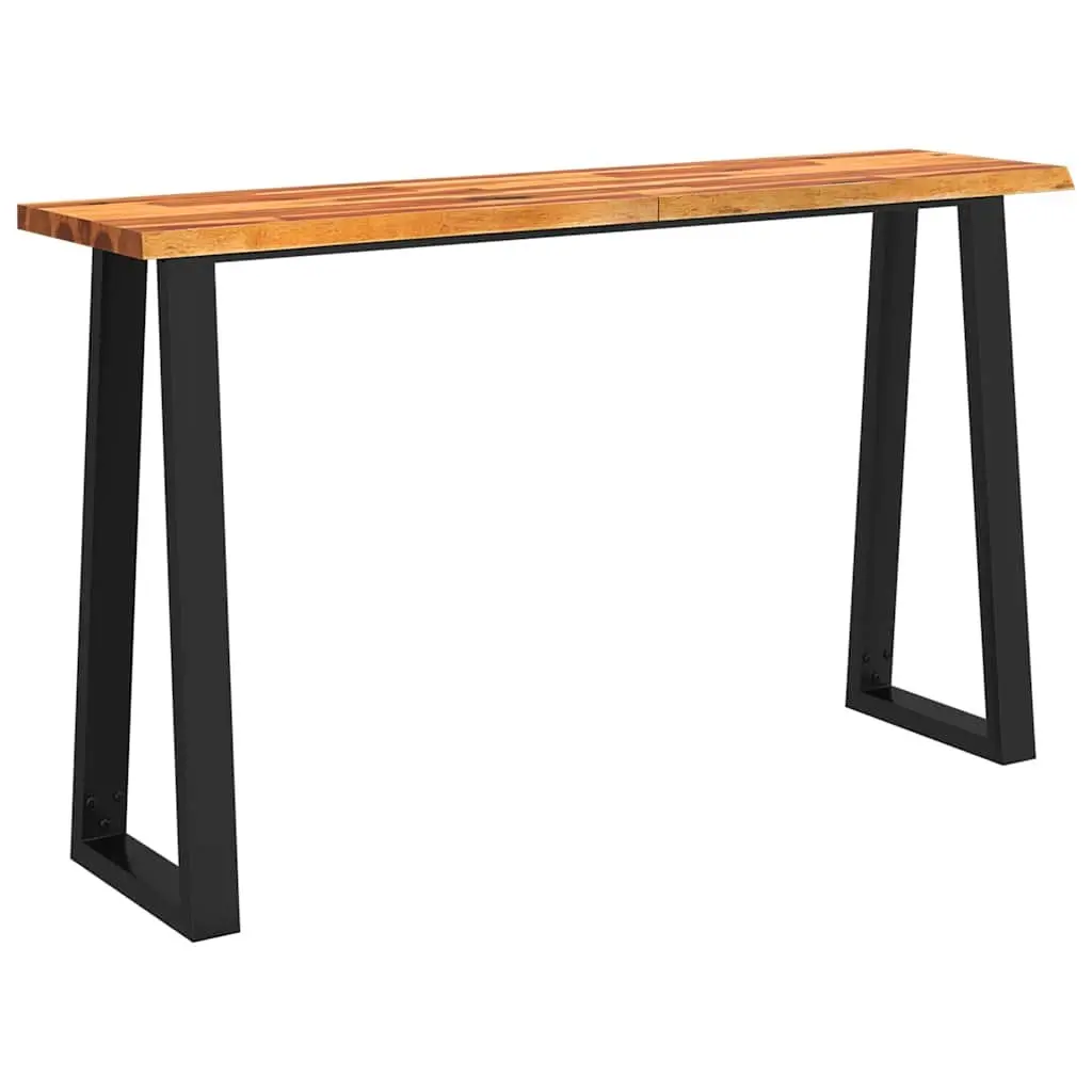 Console Table Acacia Wood Live Edge Brown 140cm x 40cm x 80cm U-Shaped Steel Legs