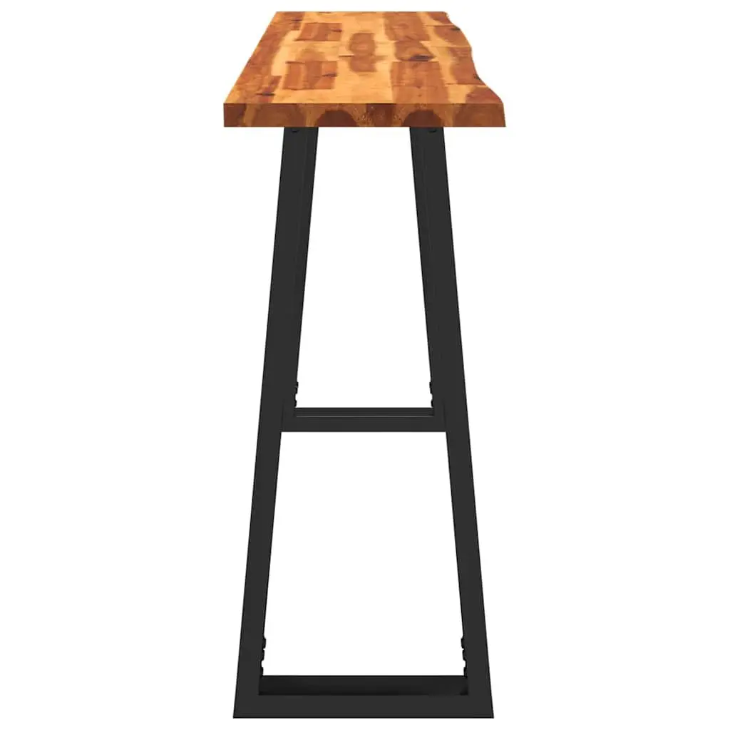 Console Table Acacia Wood Live Edge Brown 140cm x 40cm x 80cm U-Shaped Steel Legs