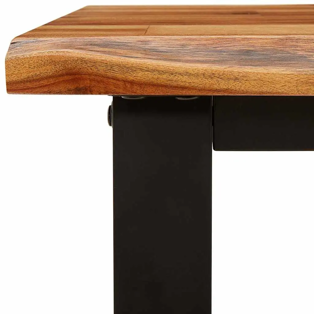 Console Table Acacia Wood Live Edge Brown 140cm x 40cm x 80cm U-Shaped Steel Legs