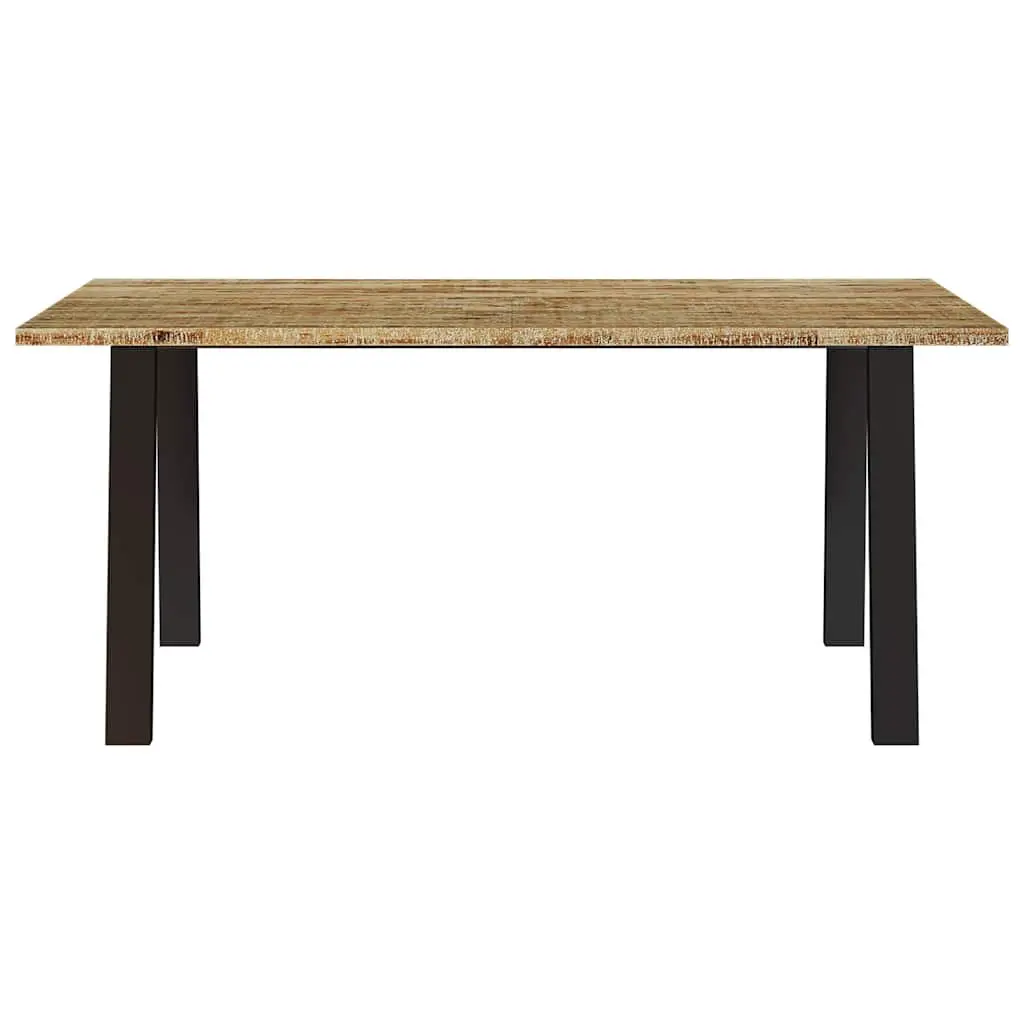 Dining Table Solid Acacia Wood 150x90x75cm Steel Legs Brown
