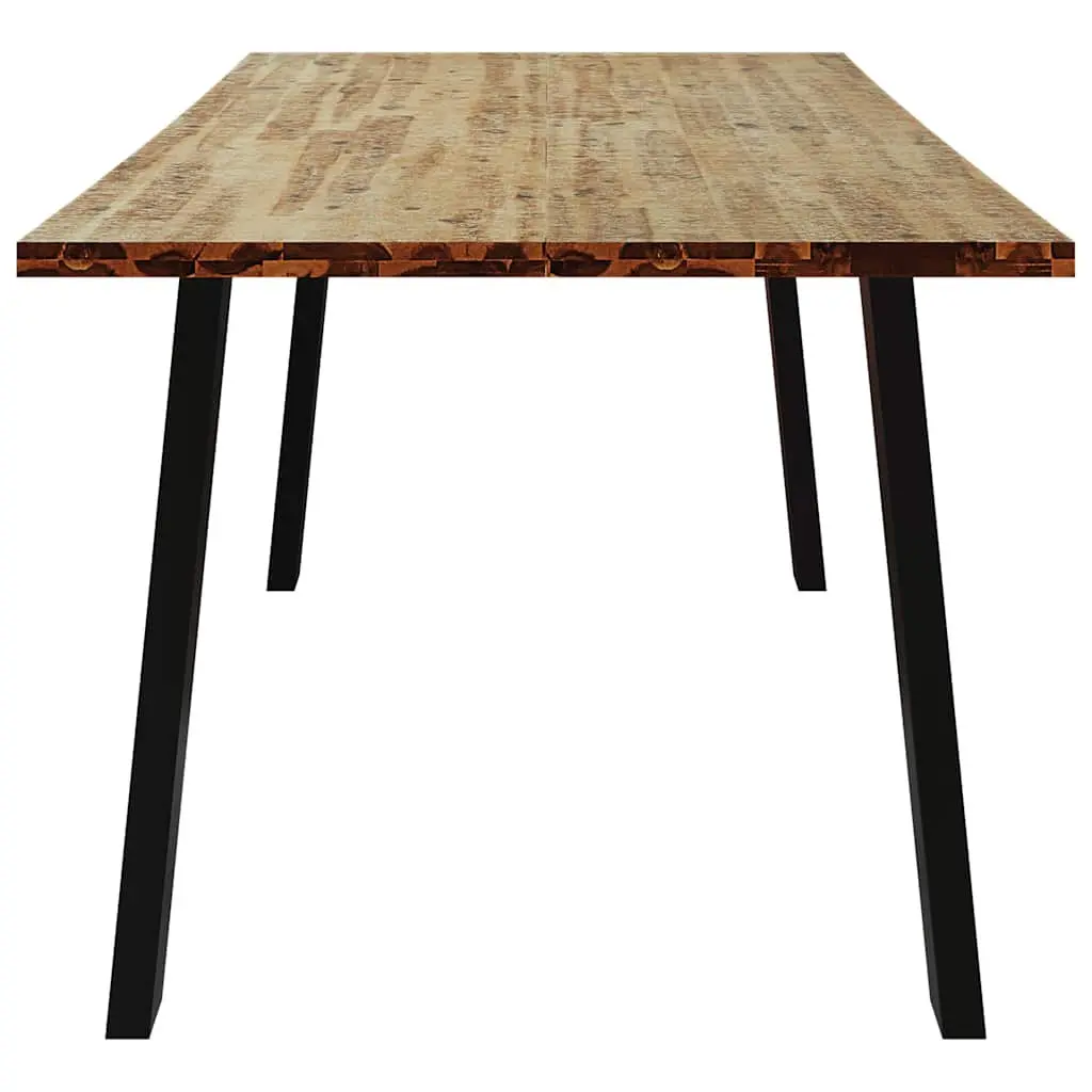 Dining Table Solid Acacia Wood 150x90x75cm Steel Legs Brown
