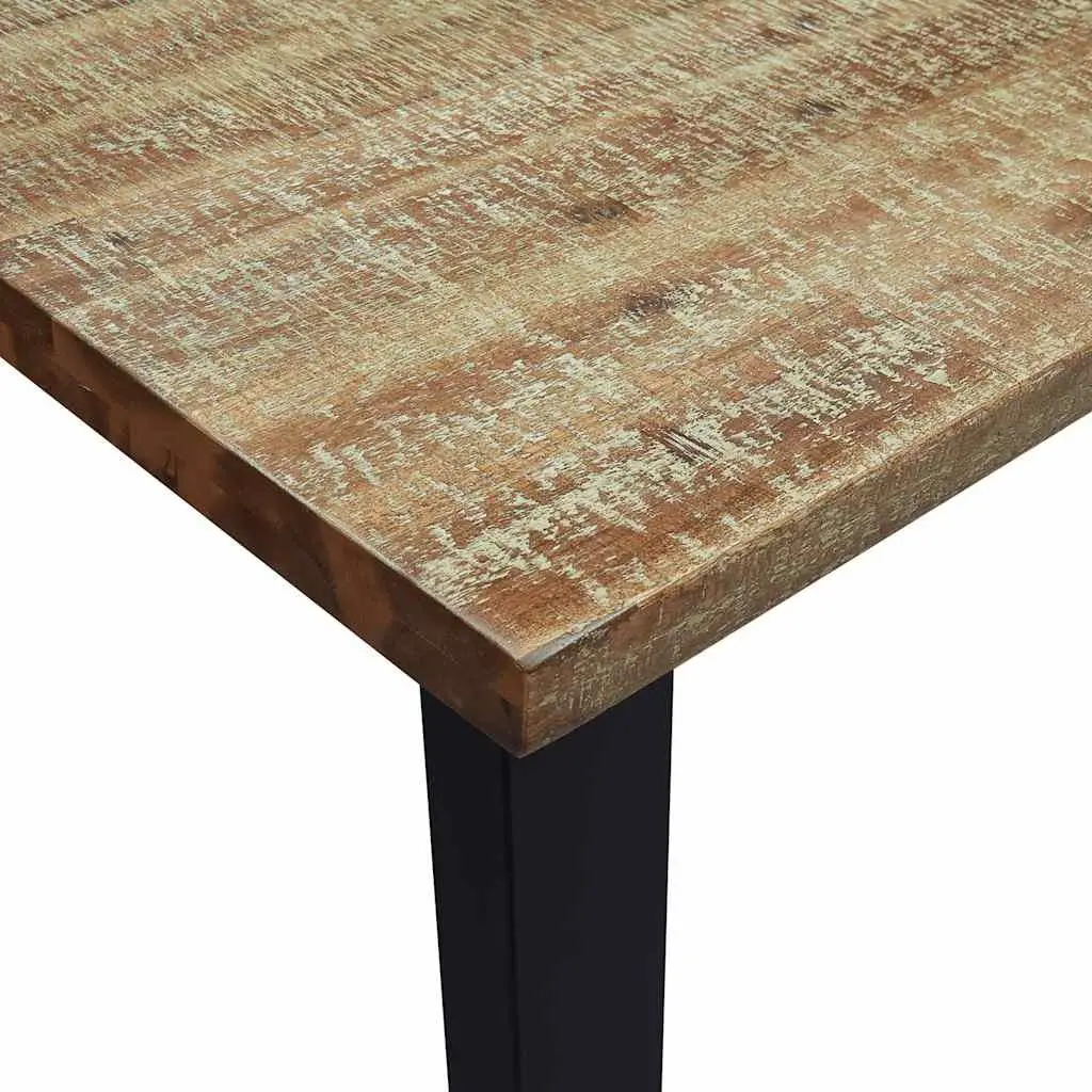 Dining Table Solid Acacia Wood 150x90x75cm Steel Legs Brown
