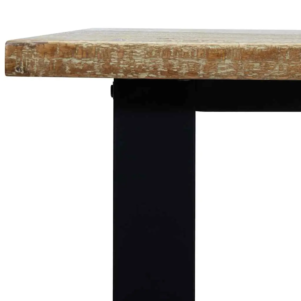 Dining Table Solid Acacia Wood 150x90x75cm Steel Legs Brown