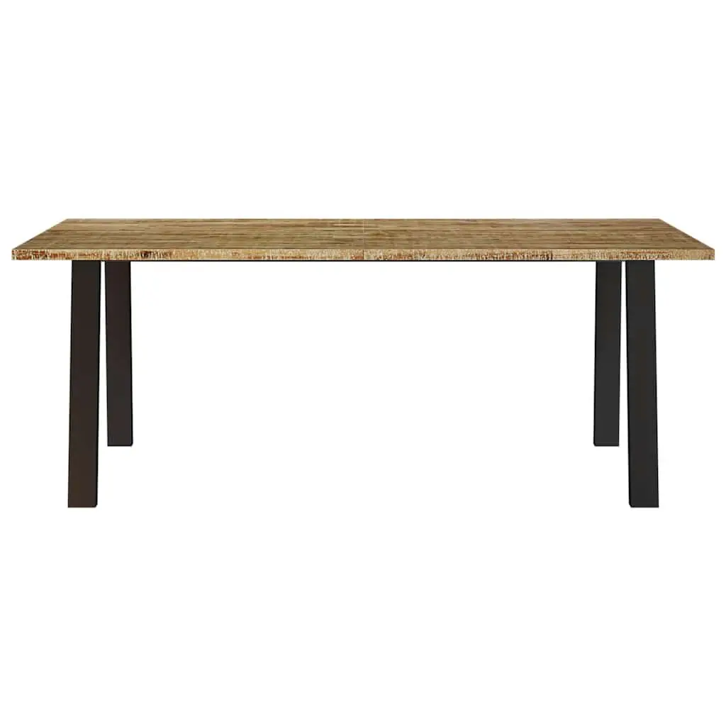 Dining Table Solid Acacia Wood 200x90x75 cm Industrial Steel Legs Brown