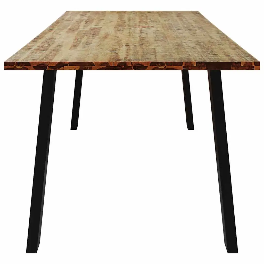 Dining Table Solid Acacia Wood 200x90x75 cm Industrial Steel Legs Brown