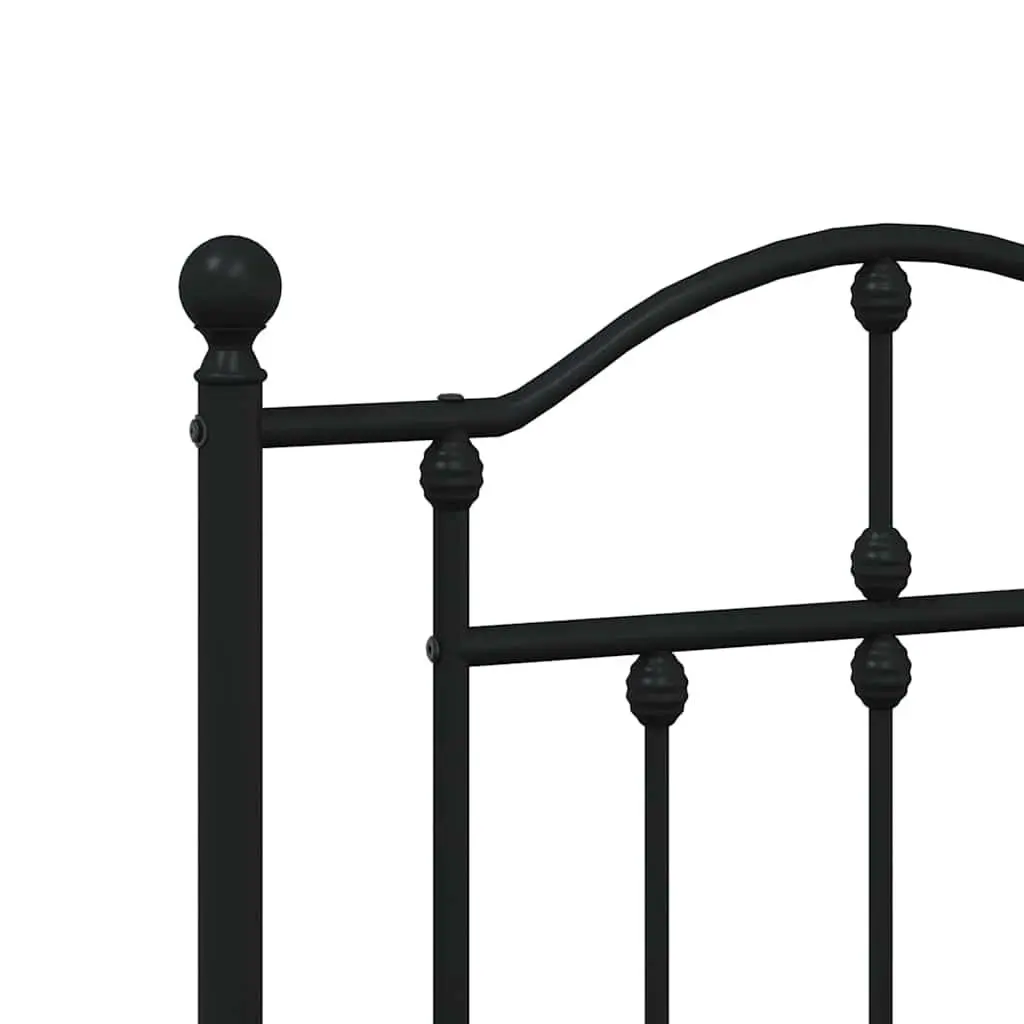Metal Bed Frame Black Steel 150x200 cm with Headboard