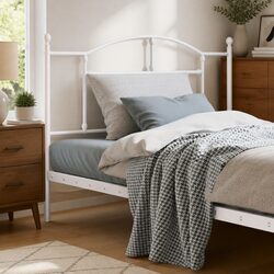 Friendly White Metal Headboard 107cm for Your Bedroom
