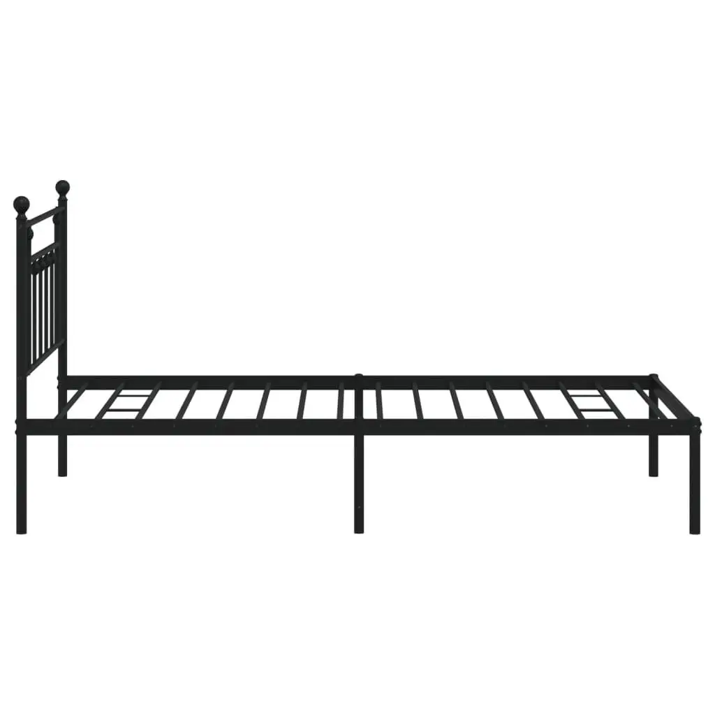 Metal Bed Frame King Single 107x203cm Black Headboard Steel Slats Support