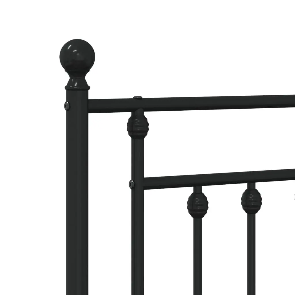 Metal Bed Frame King Single 107x203cm Black Headboard Steel Slats Support