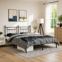 Your Cozy Bedroom Awaits: Black Metal Bed Frame 135x190 cm