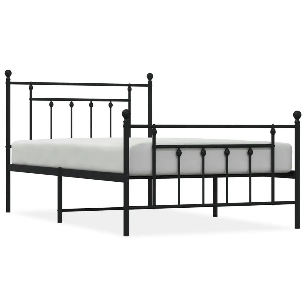 Metal Bed Frame Black 107x203cm Steel Construction