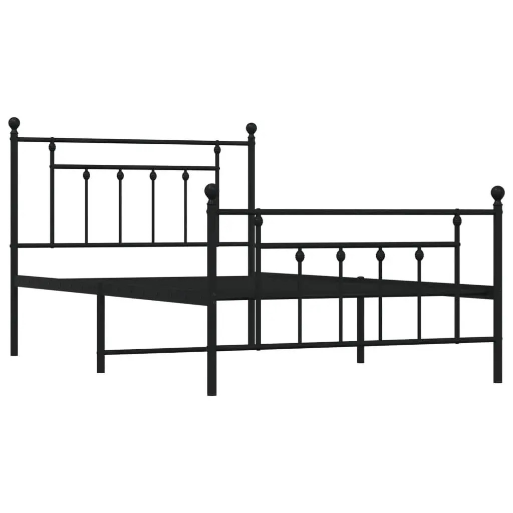 Metal Bed Frame Black 107x203cm Steel Construction