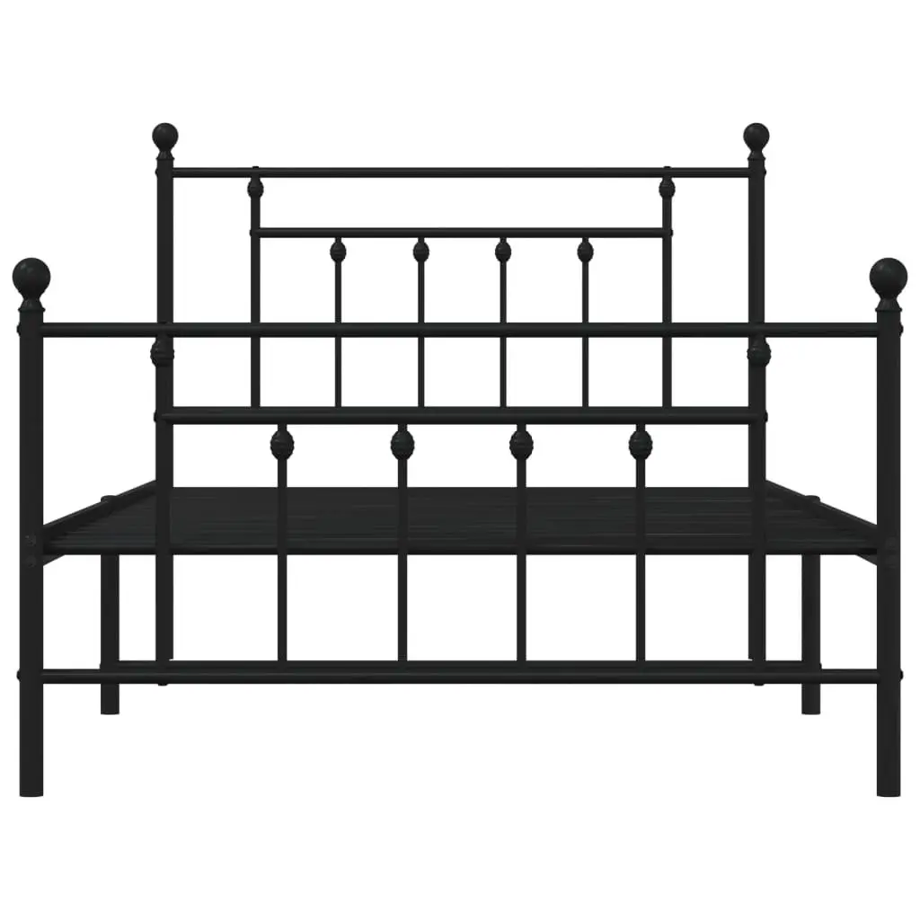 Metal Bed Frame Black 107x203cm Steel Construction