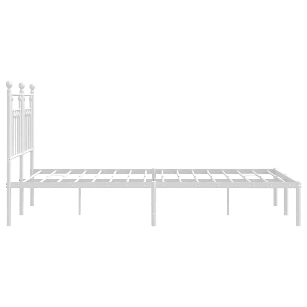 Metal Bed Frame with Headboard White 150x200 cm