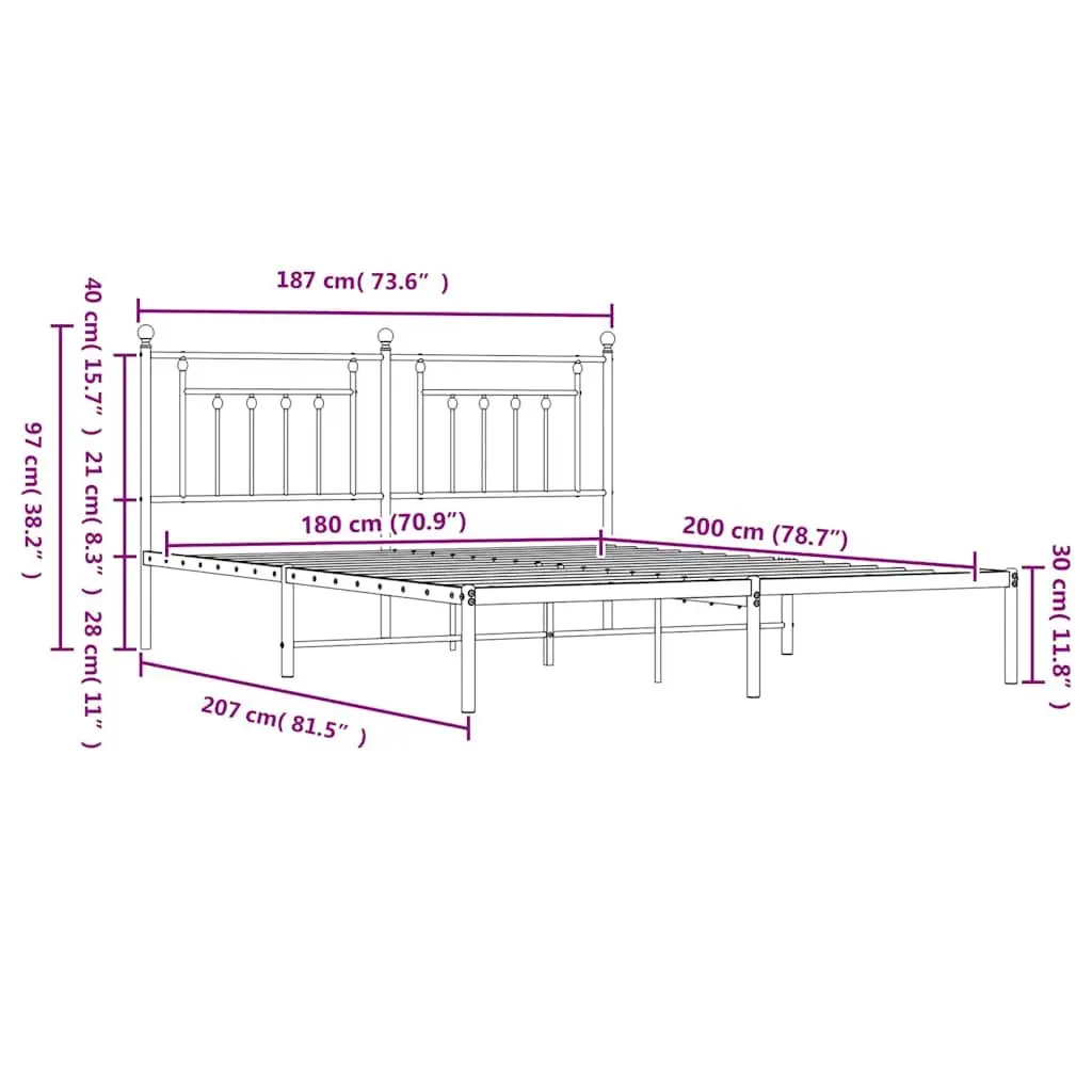 King Size Metal Bed Frame with Headboard