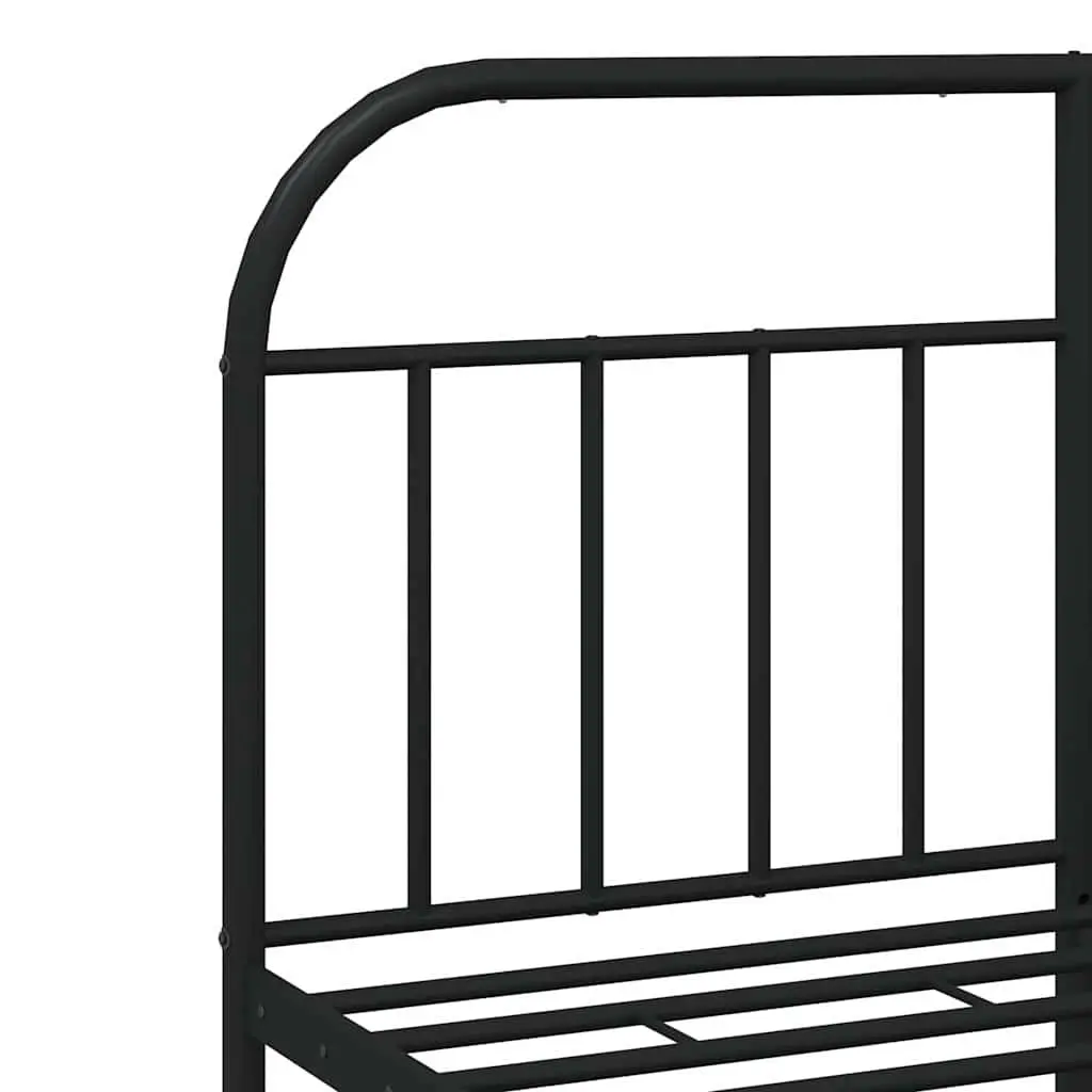 Metal Bed Frame with Headboard Slatted Base 150x200 cm Black