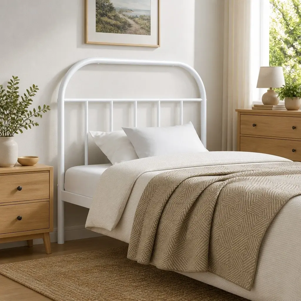 Metal Headboard White 90 cm Powder Coated Steel