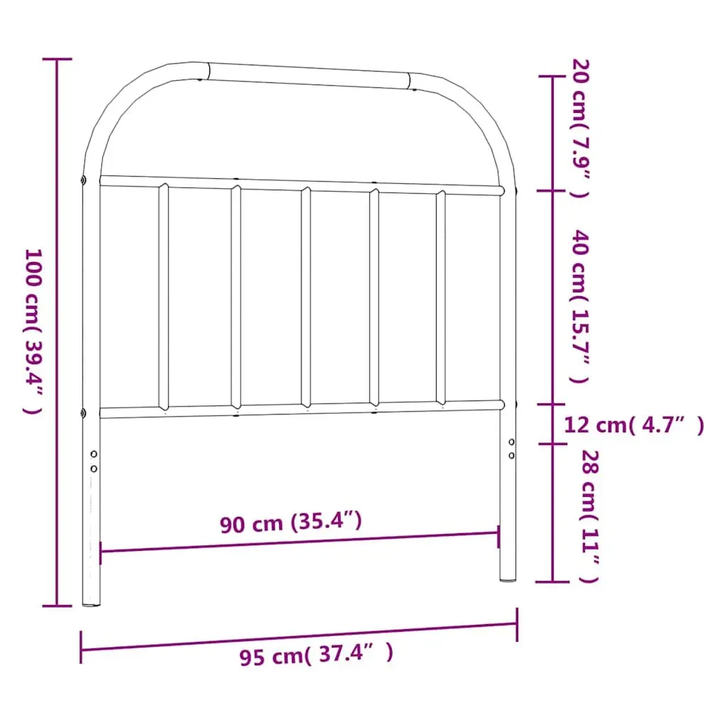 Metal Headboard White 90 cm Powder Coated Steel