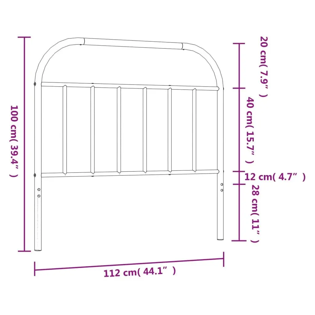 Metal Headboard White 107 cm Sturdy Powder-Coated Steel Construction