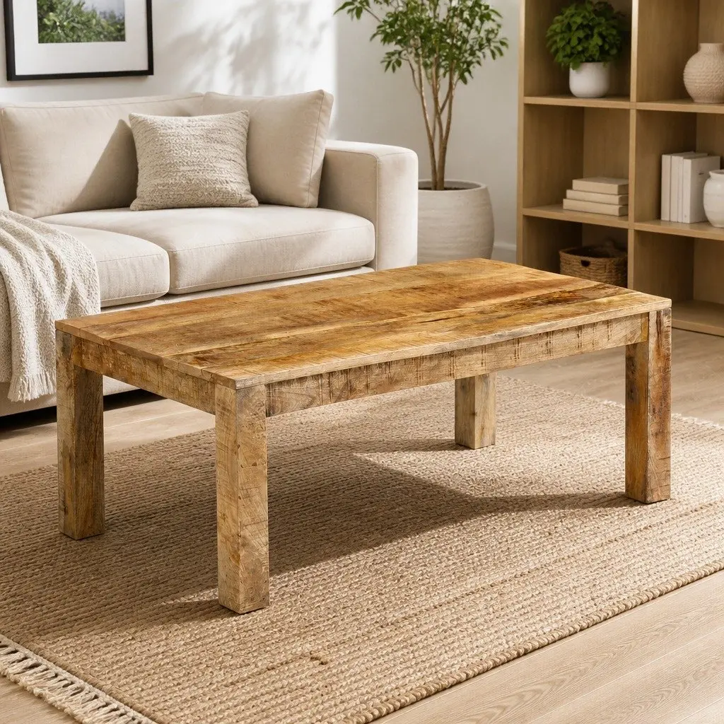 Coffee Table 100x55x40 cm Solid Wood Mango Brown Rustic Vintage Living Room