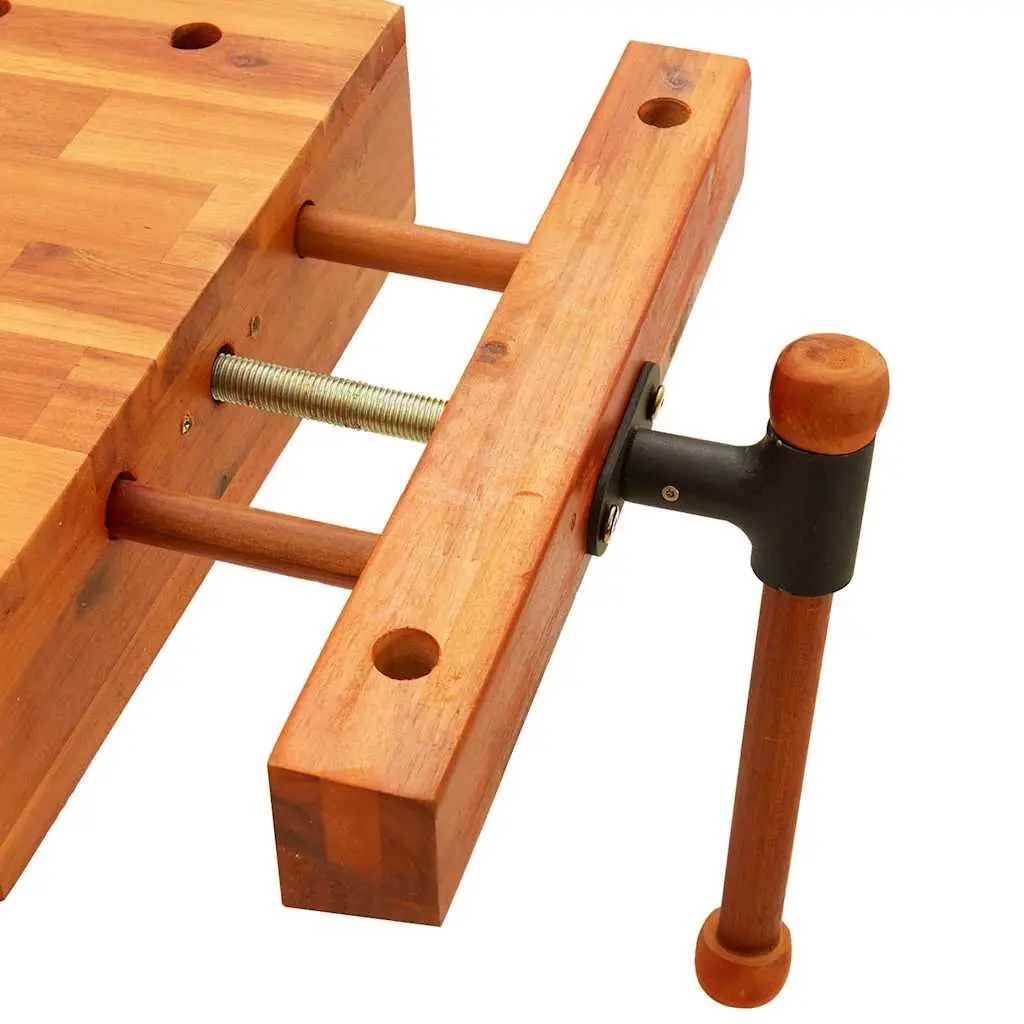 Solid Wood Workbench Top with Vice Compact 52x44x9.5 cm Acacia Brown