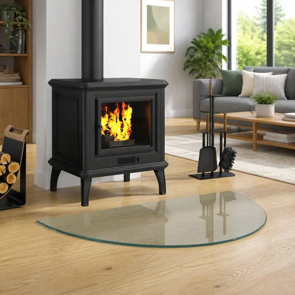 Fireplace Glass Plate Hearth Pad Floor Protection Transparent 800 x 500 mm