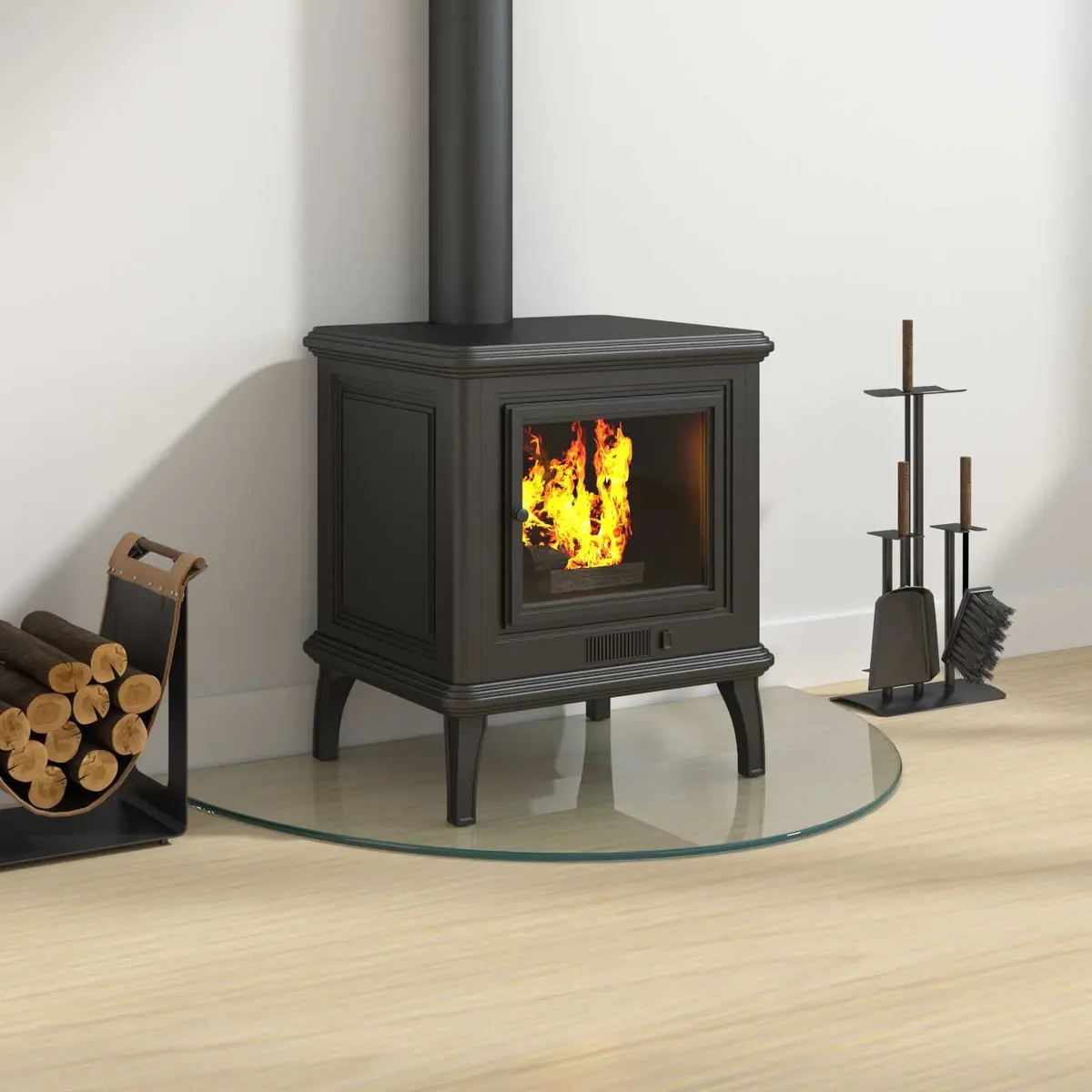 Fireplace Hearth Pad Heat-resistant Transparent Tempered Glass 800 x 500 mm