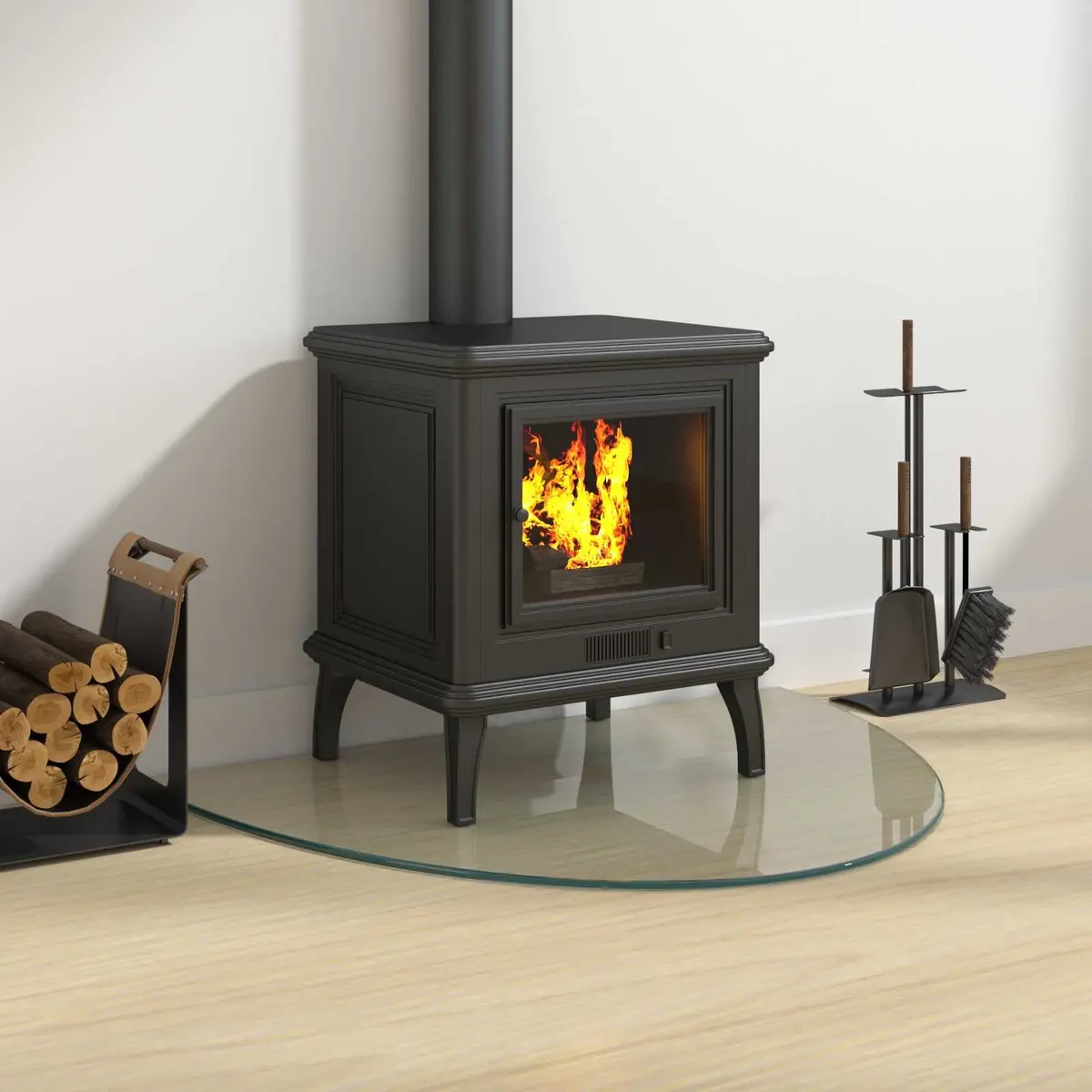 Fireplace Hearth Pad Heat Resistant Tempered Glass Transparent 800x600mm