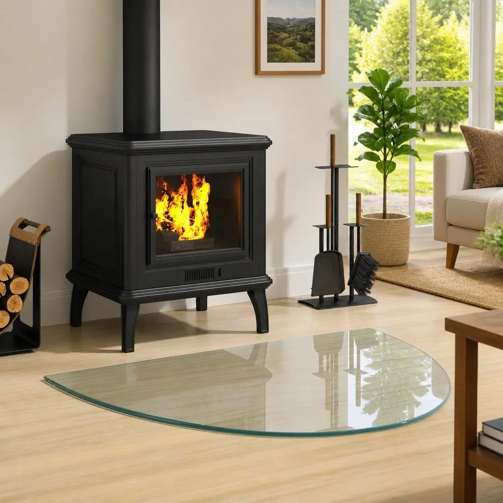 Fireplace Glass Plate Hearth Pad Transparent 800 x 600 mm Heat Resistant Floor