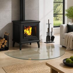 Fireplace Glass Plate Hearth Pad Transparent 1000 x 600 mm Heat Resistant Floor